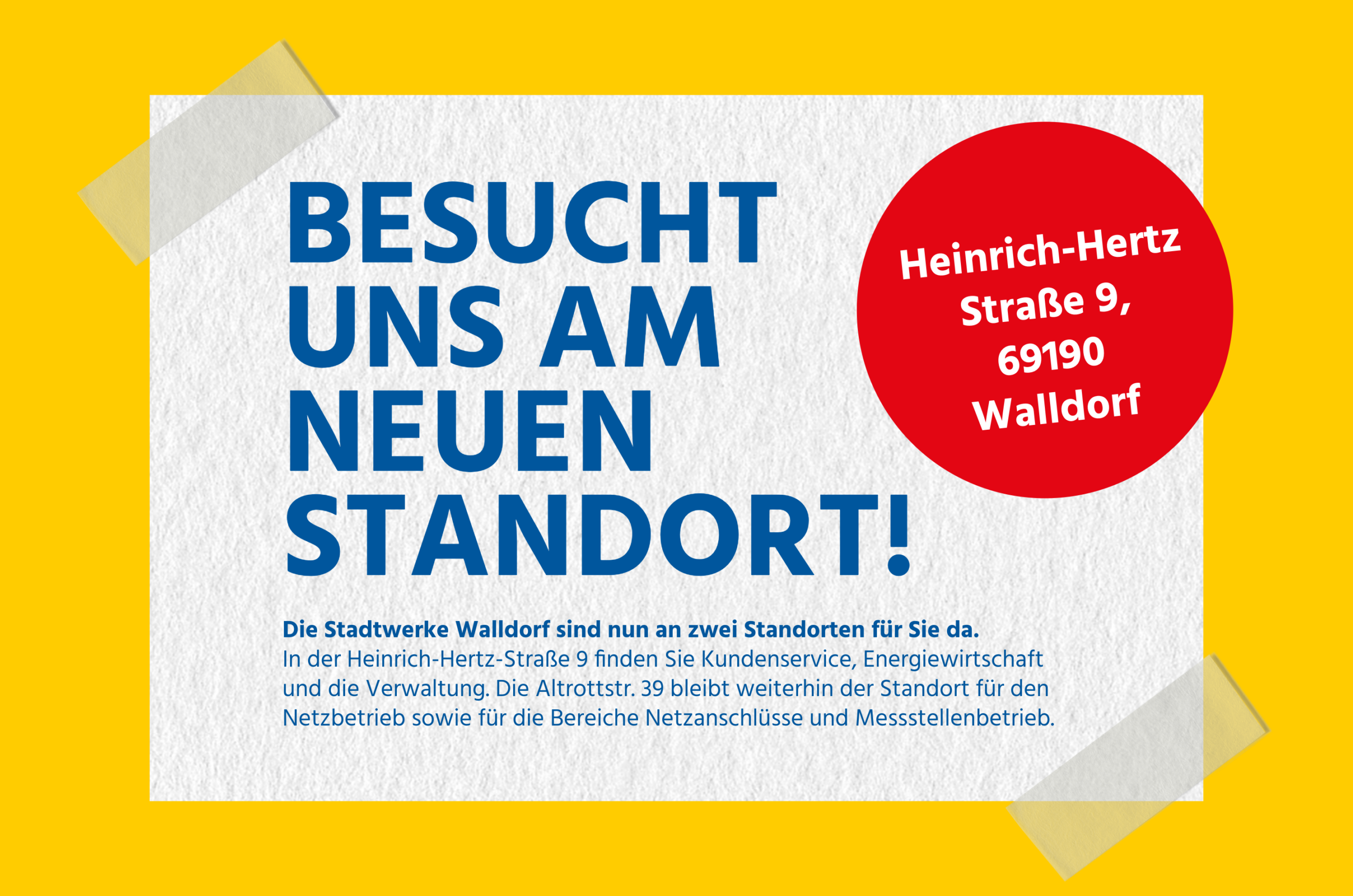 Grafik, auf der steht, dass wir umgezogen sind