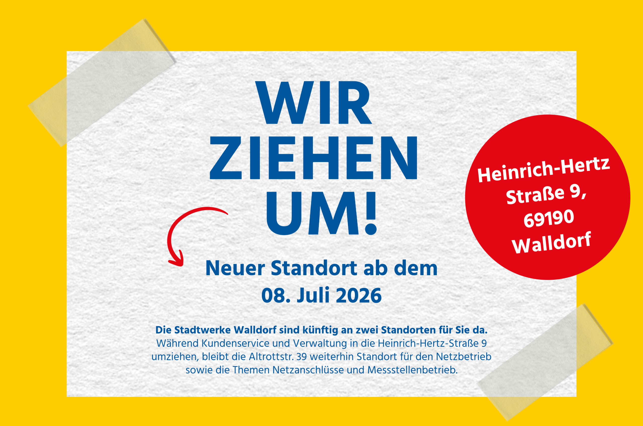 Grafik, auf der steht, dass wir umziehen